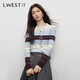 朗文斯?。↙.WEST）撞色條紋針織開(kāi)衫女2026春季新款法式優(yōu)雅翻領(lǐng)顯瘦上衣 蘭色條 L 165/88A/L 110-120斤