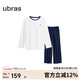 ubras水果系列套頭家居服套裝情侶睡衣女 女款長(cháng)袖長(cháng)褲-米白色 M