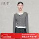 菲妮迪（FINITY）針織衫2025年秋季新款簡(jiǎn)約圓領(lǐng)減齡灰色百搭上衣女 灰色 S