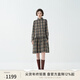 EIN PURE復古學(xué)院風(fēng)格紋襯衫領(lǐng)低腰破縫長(cháng)袖連衣裙2025早秋新款 咖色 M