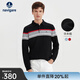 Navigare意大利小帆船男士長(cháng)袖POLO衫春秋季純棉時(shí)尚打底衫翻領(lǐng)條紋長(cháng)T恤 黑/紅 M /48
