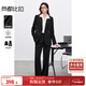 尚都比拉職業(yè)西裝套裝女春秋正裝西服外套闊腿長(cháng)褲面試兩件套 黑色 XL