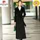 皮爾卡丹（pierre cardin）品牌赫本風(fēng)雙面呢羊絨大衣女長(cháng)款過(guò)膝2025冬毛呢子外套超長(cháng)到腳踝 黑色 S