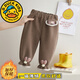G.duck小黃鴨女童褲子加絨秋冬款女寶寶一體絨長(cháng)褲女孩外穿條絨保暖褲 兔兔耳咖色【一體絨】【單件裝】 90 建議80-90cm1歲-1歲半