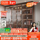 法詩(shī)韻定制橡木酒柜中古風(fēng)胡桃色實(shí)木帶玻璃門(mén)客廳陳列柜滿(mǎn)墻落地展示柜 2.0m長(cháng)*2.4m高（六門(mén)玻璃酒柜） ENF母嬰級環(huán)?？咕?8MM加厚橡木