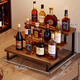無(wú)不為桌面小酒架置物架迷你吧臺酒柜洋酒展示架階梯式陳列架多層收納架 胡桃木色-三層