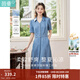 茵曼（INMAN）復古天絲涼感小v翻領(lǐng)連衣裙女士2026年夏季新款收腰a字牛仔裙 牛仔藍 -18525993 S