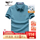 七匹狼短袖T恤男夏季5A抗菌休閑凈色冰絲涼感翻領(lǐng)Polo打底衫男裝商務(wù)短t 103(灰藍)-升級版 XL 175/92A