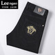 LEENGAO意大利風(fēng)國際輕奢品牌LEE NGAO男士小腳牛仔褲春秋款休閑直筒男褲 701黑色 小腳 32 奢侈品牌