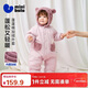 迷你巴拉（minibala）嬰兒衣服男女寶寶夾棉連帽連體衣外出保暖爬服秋冬款