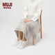 MUJI 羊毛編織 能護膝的大號披肩 圍巾圍脖冬季保暖 米白色格紋 60×180cm