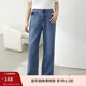 纖莉秀新款大碼女裝梨型身材胖mm寬松直筒遮肉顯瘦牛仔褲0347 牛仔藍+ XL