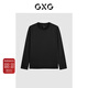 GXG男裝 基礎經(jīng)典款多色打底舒適爽滑長(cháng)袖圓領(lǐng)T恤 黑色 XL