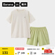 蕉內（Bananain）王一博同款305H純棉睡衣男女士100%棉情侶家居服短袖短褲套裝夏季 【短褲款素色-女】呢綠 2XL