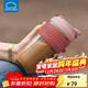 樂(lè )扣樂(lè )扣（LOCK&LOCK）咖啡杯耐熱玻璃水杯子男女學(xué)生便攜式雙飲吸管杯隨手杯500ML粉色