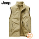 JEEP搖粒絨美式高端馬甲男士冬季加絨立領(lǐng)背心無(wú)袖坎肩雙面穿外套男裝 卡其色加絨【官方正品】 XL 【適合150斤左右】