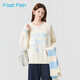 快魚(yú)女士毛衣2025冬季減齡卡通圖案簡(jiǎn)約百搭新年圣氛圍圣誕節女裝上衣 米白 M