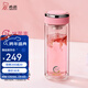 希諾（heenoor）抗菌雙層玻璃杯女士花茶杯帶濾網(wǎng)家用清新迷你小巧便攜隔熱水杯子 粉色-270ML【車(chē)載款】抗菌升級款 禮盒裝