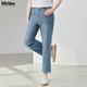 MsShe【直筒顯瘦牛仔褲】大碼女裝2026春裝胖mm彈力九分/長(cháng)褲子女 長(cháng)褲A-淺藍色26年3月20日到貨（偏小半個(gè)碼） 3XL