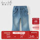 戴維貝拉（DAVE＆BELLA）兒童A類(lèi)加絨褲子女童秋冬牛仔長(cháng)褲女寶寶喇叭褲
