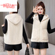 皮爾卡丹（pierre cardin）羊羔絨馬甲女百搭外穿秋冬新款洋氣不掉絨小個(gè)子帶帽背心坎肩外套 米白色 【升級版-雙面絨】流行的 L 建議95-105斤
