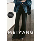 美洋（MEIYANG）小電線(xiàn)桿牛仔褲 抓絨保暖修身高腰喇叭【大50】-周五 黑色（常規版） XL
