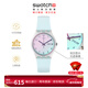 斯沃琪（Swatch）瑞士手表  無(wú)盡天藍新年禮物雙日歷男女學(xué)生石英腕表 天藍色 34mm