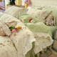 唐裔高端全棉床上四件套純棉夾棉床蓋款小碎花田園風(fēng)荷葉花邊被套床品 牽滕兔【100全棉面料】 1.5m床 床蓋款 四件套-被套200x230
