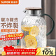 蘇泊爾（SUPOR）冷水壺涼水壺玻璃耐高溫家用大容量冷泡果汁花茶壺水杯茶壺套裝 鼓形耐熱玻璃壺 2L
