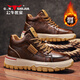 公牛世家男鞋2025秋冬新款高幫百搭厚底休閑鞋時(shí)尚高端復古工裝馬丁靴