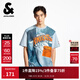 杰克·瓊斯（JACK&JONES）男裝NBA聯(lián)名款夏季新款純棉圖案滿(mǎn)印日常寬松短袖T恤 C42天空藍 常規 M （175）