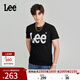 Lee商場(chǎng)同款經(jīng)典大Logo印花圓領(lǐng)男款短袖T恤休閑潮流LMT0065673RX 黑色 S