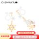 osewaya耳夾無(wú)耳洞女雪花貓咪不對稱(chēng)甜美少女秋冬新款耳釘禮物耳墜耳飾 耳夾 白色