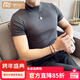 莫代爾男士夏季短袖T恤休閑緊身潮流修身半高領(lǐng)打底衫韓版彈力中領(lǐng)半袖 深灰色 L (105-120斤)