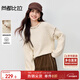 尚都比拉波西米亞織帶毛衣女冬季含綿羊毛圓領(lǐng)寬松針織衫文藝風(fēng)保暖厚上衣