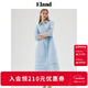 ELAND衣戀連衣裙女舒適透氣襯衫領(lǐng)A字九分長(cháng)裙純棉夏季新款 淺藍色(51)L/Blue L 170