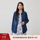 纖莉秀大碼女裝復古牛仔襯衫輕盈柔軟翻領(lǐng)百搭開(kāi)衫胖mm秋新款0570 深藍色 5XL