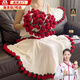 橙央花束毛毯手工玫瑰花毯子成品車(chē)載午睡diy披風(fēng)生日送女友節日禮物 A類(lèi)60cm【36朵熱情紅 送禮袋+絲帶】
