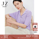 玖姿·安娜蔻國風(fēng)設計感針織衫女裝夏款肌理條紋V領(lǐng)套頭衫黑紫 紫色系 M