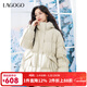 LAGOGO小個(gè)子收腰羽絨服女拉谷谷2024年冬季新款輕盈立領(lǐng)連帽外套 卡其綠 S