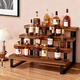 無(wú)不為桌面小酒架置物架迷你吧臺酒柜洋酒展示架階梯式陳列架多層收納架 胡桃木色-四層
