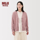 MUJI女式 羊毛可水洗中針距V領(lǐng)開(kāi)衫針織毛衣女裝上衣外套25年冬季 粉紅色 XL (165/92A)
