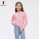 POLOWALK童裝春季新款女童線(xiàn)衫超薄長(cháng)袖針織衫開(kāi)衫春秋款 粉色 130