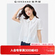 佐丹奴短袖襯衫女薄款純棉提花壓褶波浪邊甜美極簡(jiǎn)白襯衫05345475