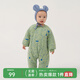 papa爬爬嬰兒連體衣冬裝夾棉哈衣嬰幼兒棉服保暖超萌寶寶爬服冬季 綠色 80cm