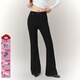 CHUU字母刺繡微喇牛仔褲女2025秋季新品修身顯瘦黑色彈力長(cháng)褲子 黑色 28