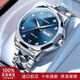 JIN SHI DUN正品勞力瑞士手表男士全自動(dòng)機械表2026新款名牌防水夜光超薄男表 標配版-本色藍面