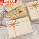 鹿珊伍禮盒空盒子生日禮物盒送女生高級感精致香水紋理禮品盒大號包裝盒 米色紋理禮盒+禮袋+拉菲 34*24*8.5cm