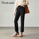 塔馳密司（touchmiss）時(shí)尚百搭加絨保暖小腳褲女2025冬季新款通勤高腰顯瘦百搭休閑褲 黑色 L 28