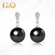 GiO珠寶 大溪地黑珍珠耳飾女18K金配鉆石送老婆生日禮物